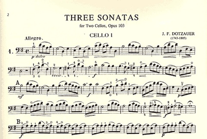Dotzauer, Friedrich (Alwin Schroeder): Three Sonatas op.103 (2 cellos) IMC