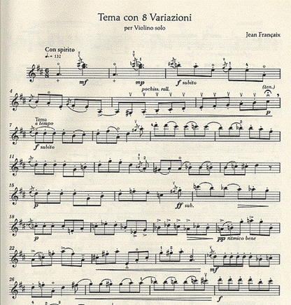 Francaix, Jean: Tema con 8 Variazioni (solo violin)