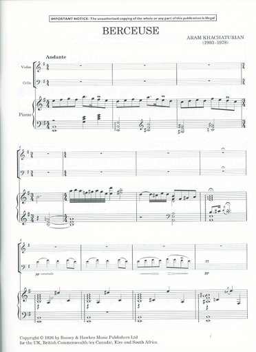 Khachaturian, Aram: Berceuse (violin, cello, piano)