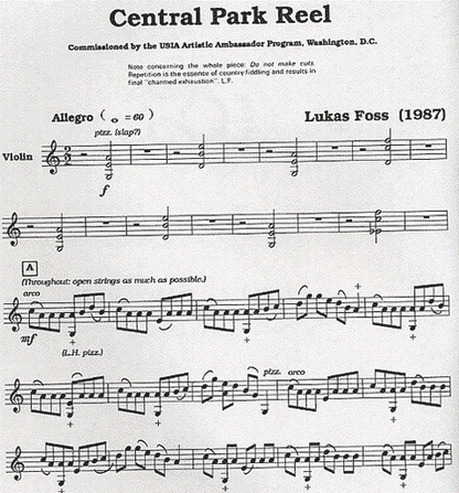 Foss, Lukas: Central Park Reel (violin & piano)