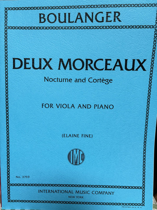 Boulanger (Fine): Deux Morceaux: Nocturne and Cortège (viola and piano) IMC | Metzler Violins