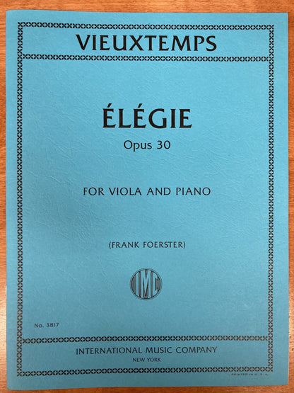 Vieuxtemps (Foerster): Elegie, opus 30 (viola and piano) IMC