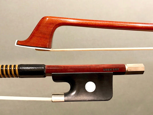 LUAN RUY round Pernambuco cello bow, with half mounted nickel frog, BRAZIL