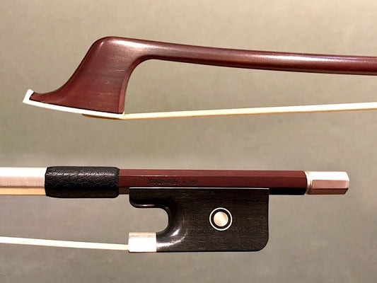 GUY JEANDEL round Pernambuco cello bow, silver & ebony, JAPAN