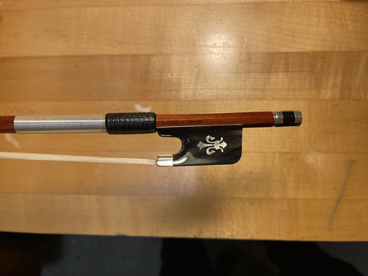 T. CHAGAS viola bow, horn & silver, fleur de lys, ARCOS BRASIL 69.5g
