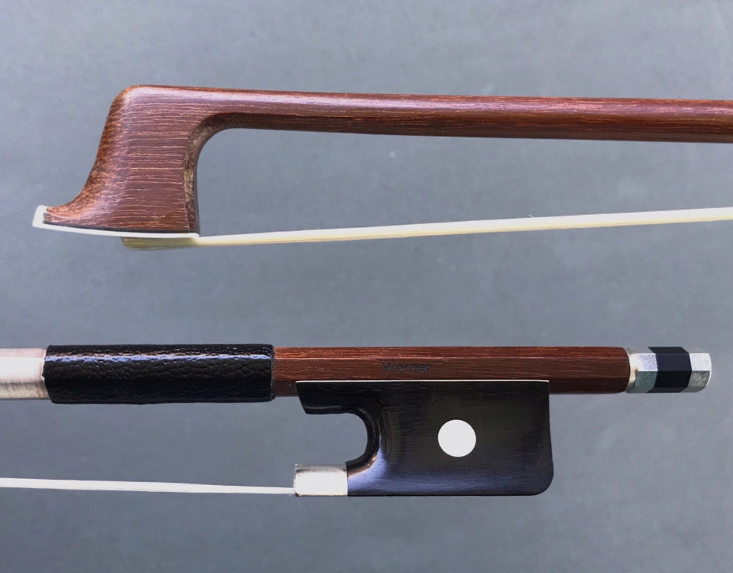 WERNER 4/4 Brazilwood viola bow, nickel full-mounted ebony frog, round stick