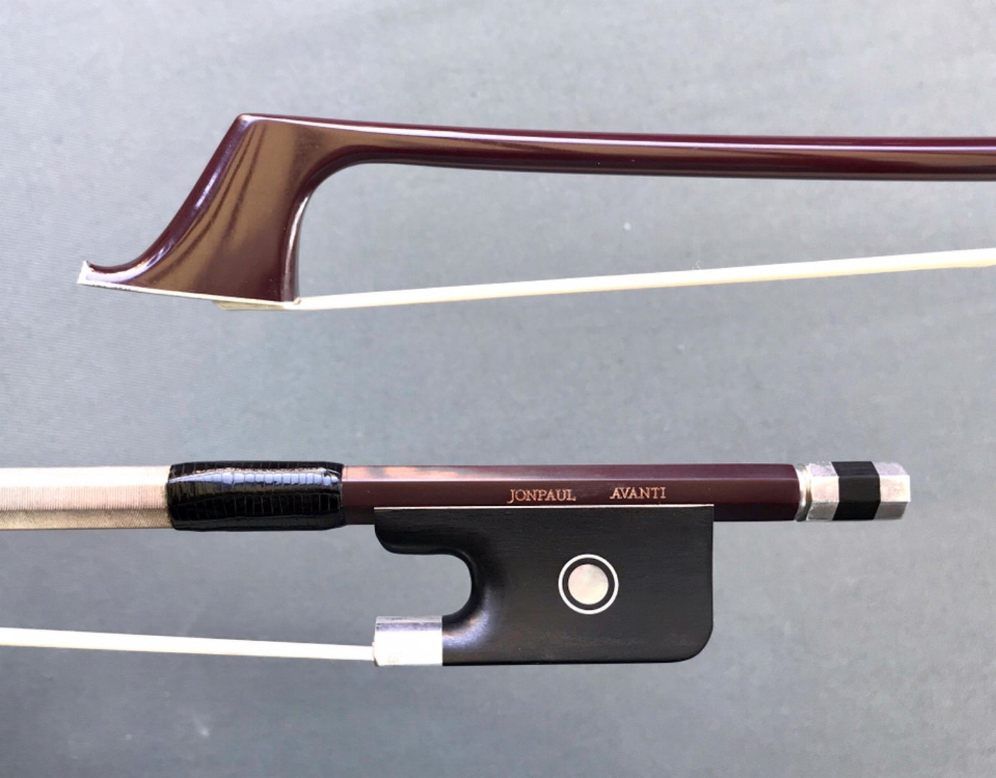 JonPaul AVANTI silver, burgundy carbon-fiber cello bow, USA