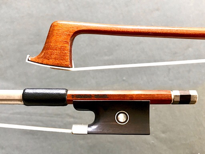 T. CHAGAS Pernambuco violin bow by Arcos Brasil, nickel-mounted, BRAZIL