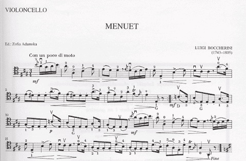 Boccherini, Luigi: Minuet (cello & piano)