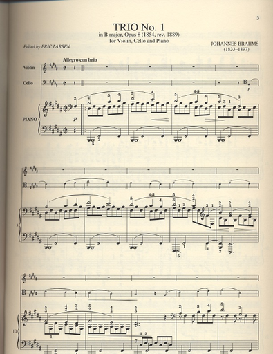 Brahms, Johannes: Trio No.1 in B Major, Op.8 (violin, Cello & piano)