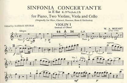 Mozart, W.A.: Sinfonia Concertante in Eb K297b (piano, 2 violins, viola, cello)