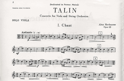 Hovhaness, Alan: Talin Concerto (viola & piano)