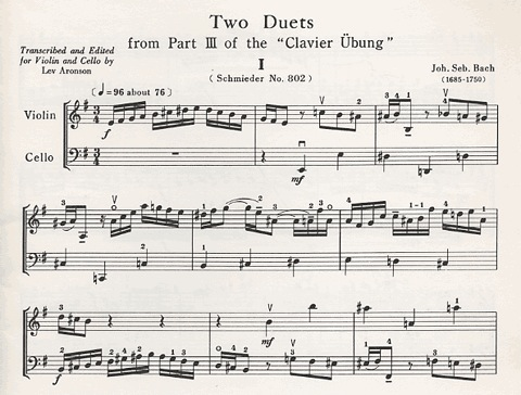Bach, J.S. (Aronson): Two Duets (violin & cello)