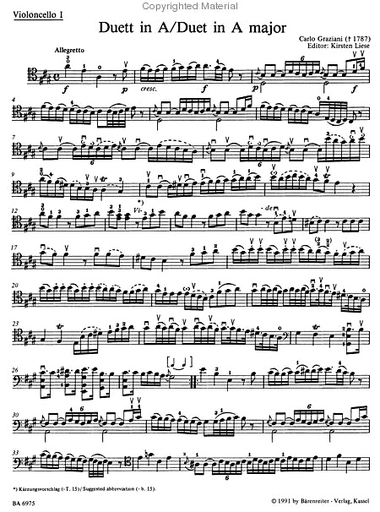 Graziani, Carlo: Two Duets (2 Cellos) Barenreiter