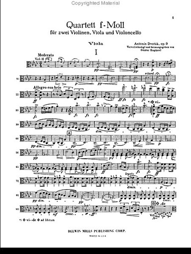 Dvorak, Antonin: String Quartet in f minor, Op. 9