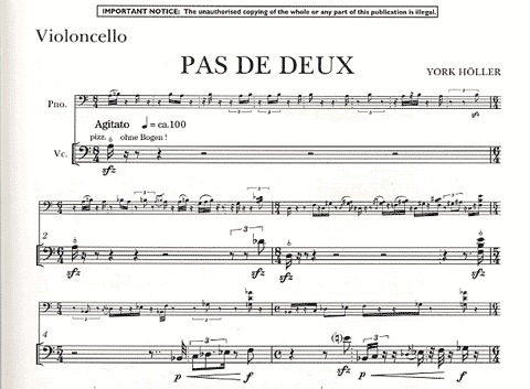 Holler, Y.: Pas de deux (cello & piano)