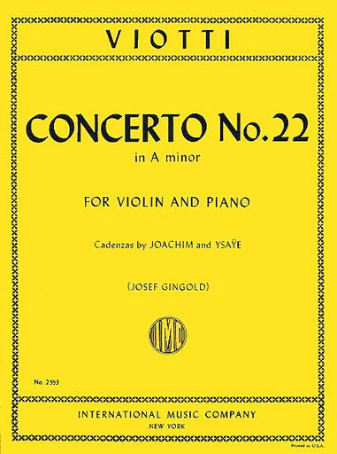 Viotti, G.B. (Gingold): Concerto No. 22 in a minor (violin & piano)