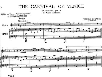 Paganini, Niccolo: Carnival of Venice (violin & piano)