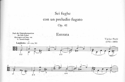 Pichl, Vaclav: Sei fughe con un preludio fugato (Viola)