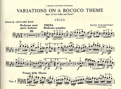 Tchaikovsky, Piotr: Variations on a Rococo Theme Op.33 (Cello & Piano)