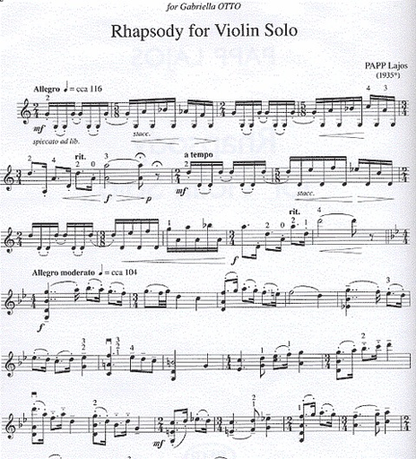 Papp: Rhapsody (violin solo)
