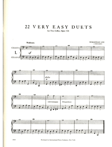 Lee: 22 Very Easy Duets, Op.126 (2 Cellos)