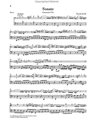 Bach, CPE (Enlin, ed.): Gamba Sonatas, Wq 88, 136, 137, urtext (cello & piano)