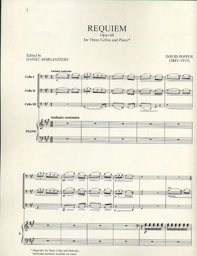 Popper, David (Morganstern): Requiem Op. 66 (3 cellos & piano)
