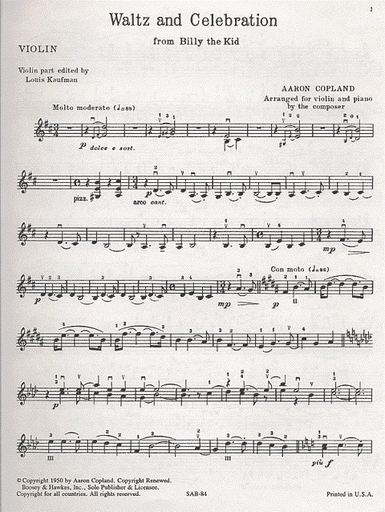 Copland, A.: Waltz & Celebration from ''Billy the Kid'' (Violin & Piano)