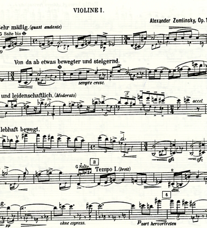 Zemlinsky, Alexander: String Quartet No.2 in A Op.15 (set of parts)