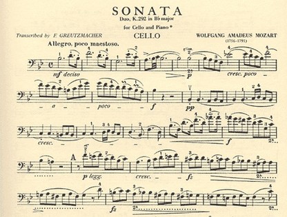 Mozart, W.A.: Sonata in Bb Major K.292 (cello & piano)