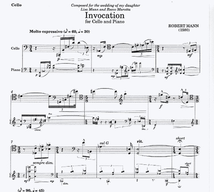 Mann: Invocation (cello & piano)