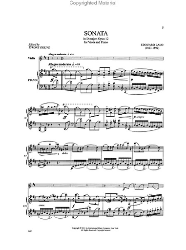 Lalo, Edouard (Greive): Sonata in D major, Op. 12 (violin & piano)
