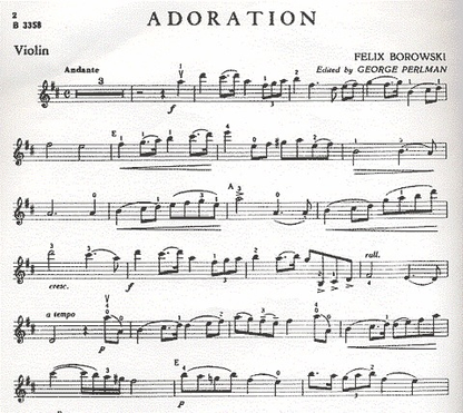 Borowski, F. (Perlman): Adoration (violin, and piano)