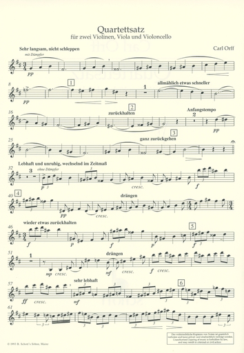 Orff, C.: Quartet Piece (2 violins, viola, and, cello)