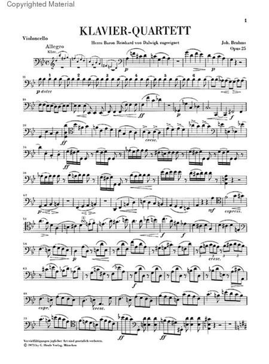 Brahms, J. (Krellmann, ed.): Piano Quartet, Op.25, No. 1, in G Minor (violin, viola, cello, and piano)