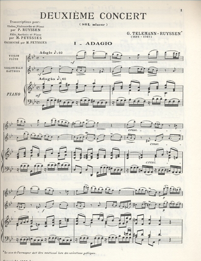 Telemann, G.P.: 2nd Concert Piano Trio (violin, Cello, Piano)