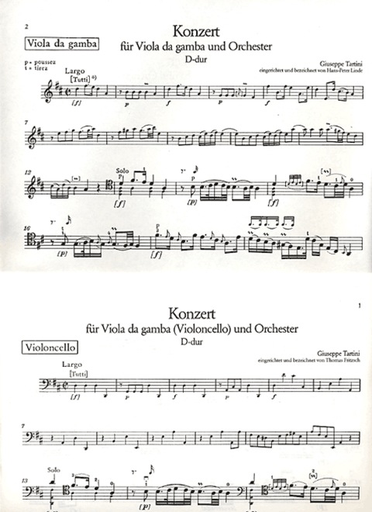 Tartini, Giuseppe: Viola da gamba Concerto in D (cello & piano)