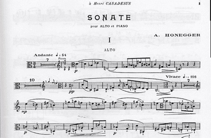 Honegger, Arthur: Sonata for Viola and Piano