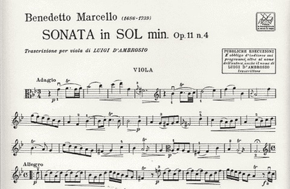 Marcello, Benedetto: Sonata in g minor Op.11#4 (Viola & piano)