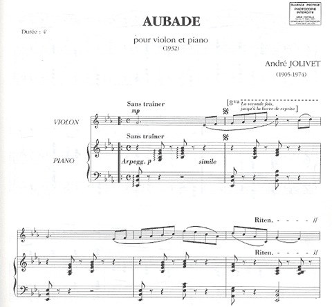 Jolivet, Andre: Aubade (violin & piano)