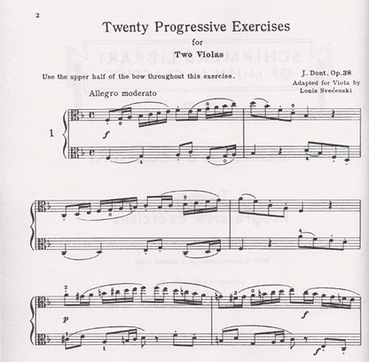 Dont, J: 20 Progressive Exercises for the Viola (with 2nd viola accompaniment)