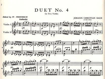 Bach, J.C. (Friedrich): Six Duets, Volume II (two violins)