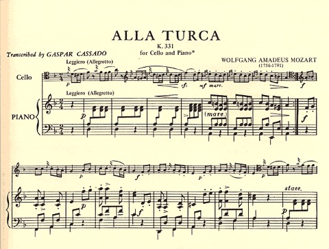 Mozart, W.A. (Cassado): Alla Turca (cello & piano)