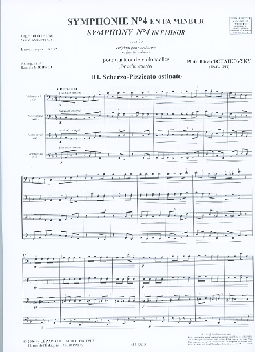 Tchaikovsky, P.I.: Scherzo-Pizzicato from Symphony #4 (4 cellos)