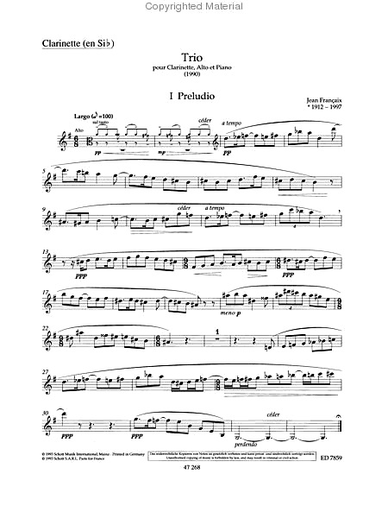 Francaix, J.: Trio (clarinet, viola, and piano)