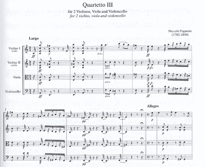 Paganini, Niccolo: String Quartet No. 3