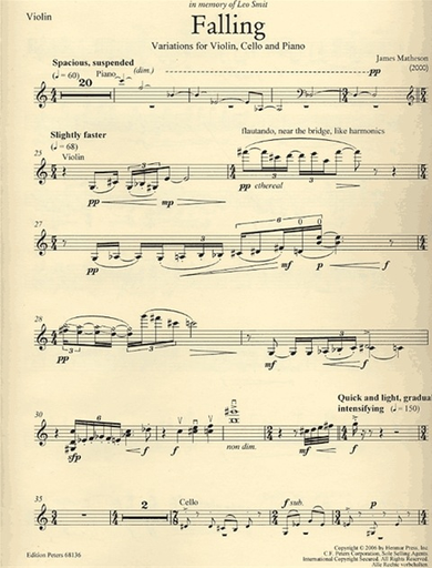 Matheson, James: Falling-Variations for Violin, Cello & piano)