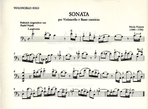 Porpora, Nicola: Sonata for Cello & Basso Continuo (cello & piano)