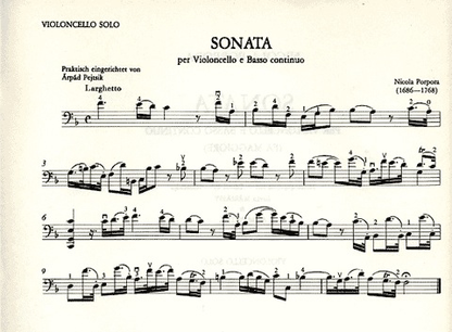 Porpora, Nicola: Sonata for Cello & Basso Continuo (cello & piano)